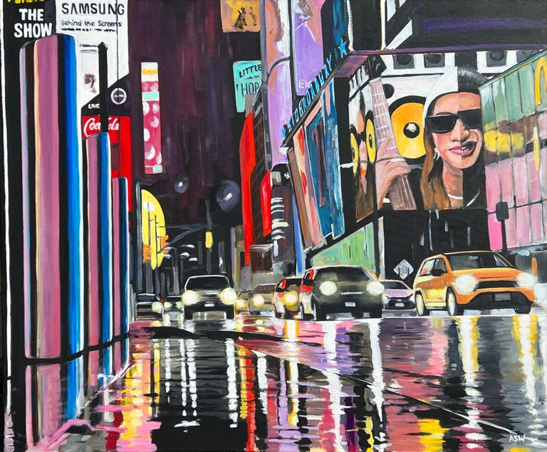 Painting of Broadway New York City Street Scene after the