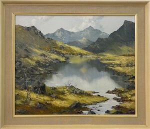 Welsh Landscape with Mountains & Lake Impasto Oil Painting by British Artist Charles Wyatt Warren (1908-1993)Welsh Landscape with Mountains & Lake Impasto Oil Painting by British Artist Charles Wyatt Warren (1908-1993)