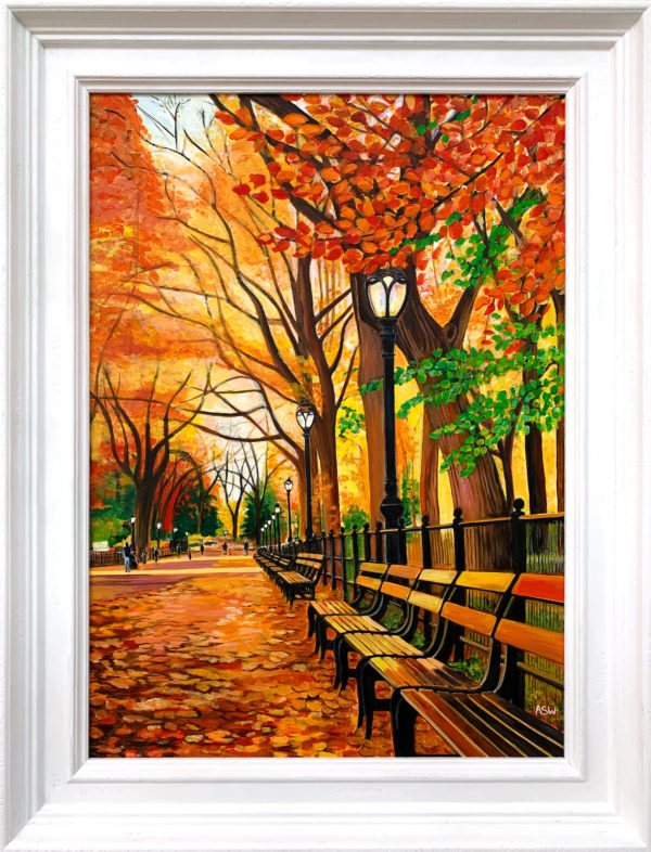 Painting of Central Park Autumn Fall by Angela Wakefield