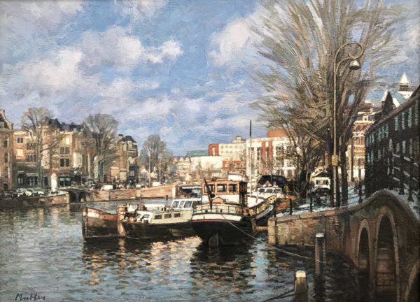 Original Painting of Amsterdam Canal by Cees Muller