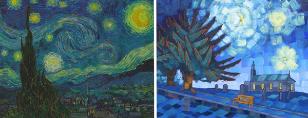 Starry Night 2017 by Anthony D. Padgett (after Van Gogh Saint Remy 1889)